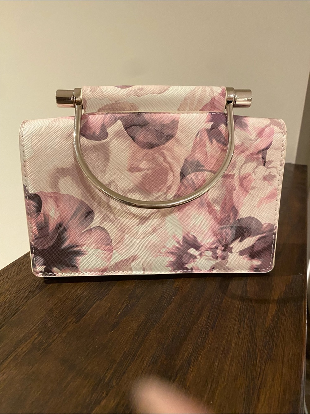 Floral Print Pink Clutch - Purse Top-Handle Women’s Bag